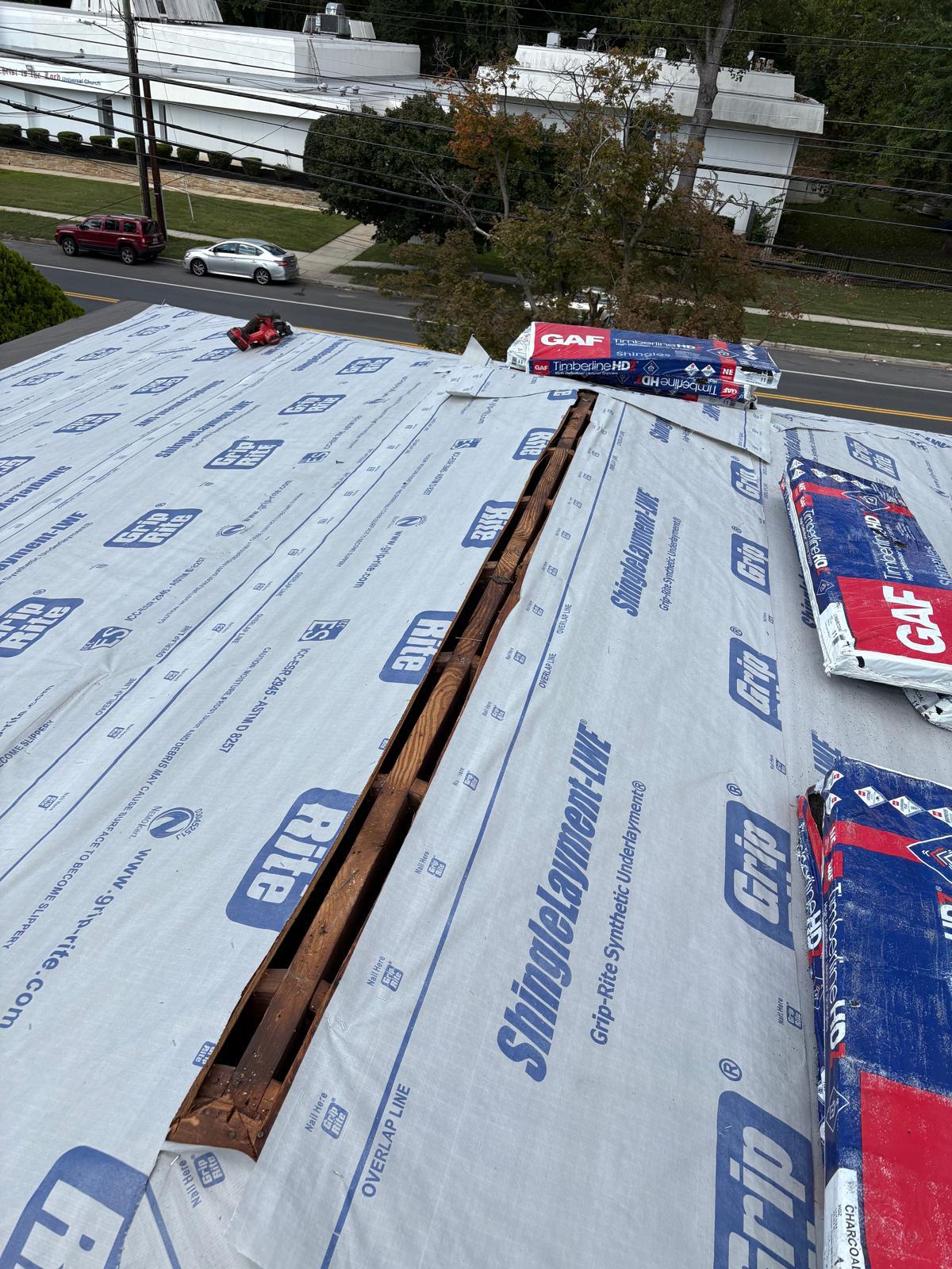 What a complete roofing system looks like before the shingles cover it.